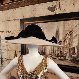 Frank Olive For Neiman Marcus Black And White Derby Hat